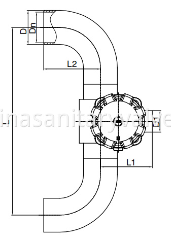 Hygienic membrane valve 3 way U type 3A SMS BPE..